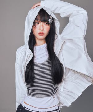 RUFFLE DETAILED WINDBREAKER WHITE