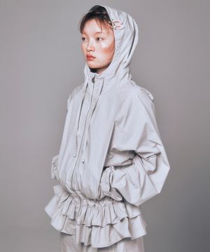 RUFFLE DETAILED WINDBREAKER GREY