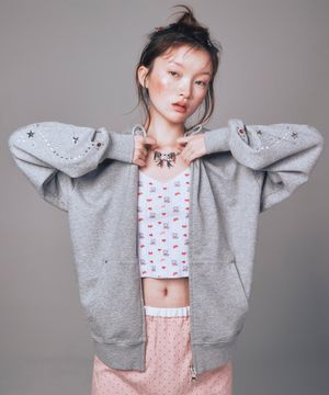 STAR HOTFIX HOOD ZIP-UP MELANGE GREY