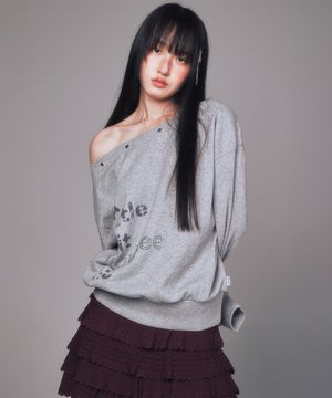 YOUHEETIC HOTFIX OFF-SHOULDER SWEATSHIRTS MELANGE GREY