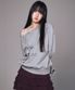 YOUHEETIC HOTFIX OFF-SHOULDER SWEATSHIRTS MELANGE GREY