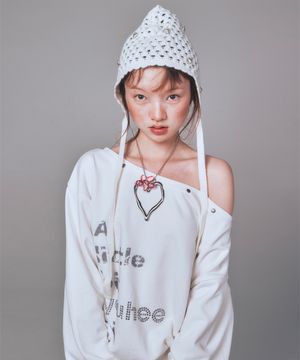YOUHEETIC HOTFIX OFF-SHOULDER SWEATSHIRTS WHITE
