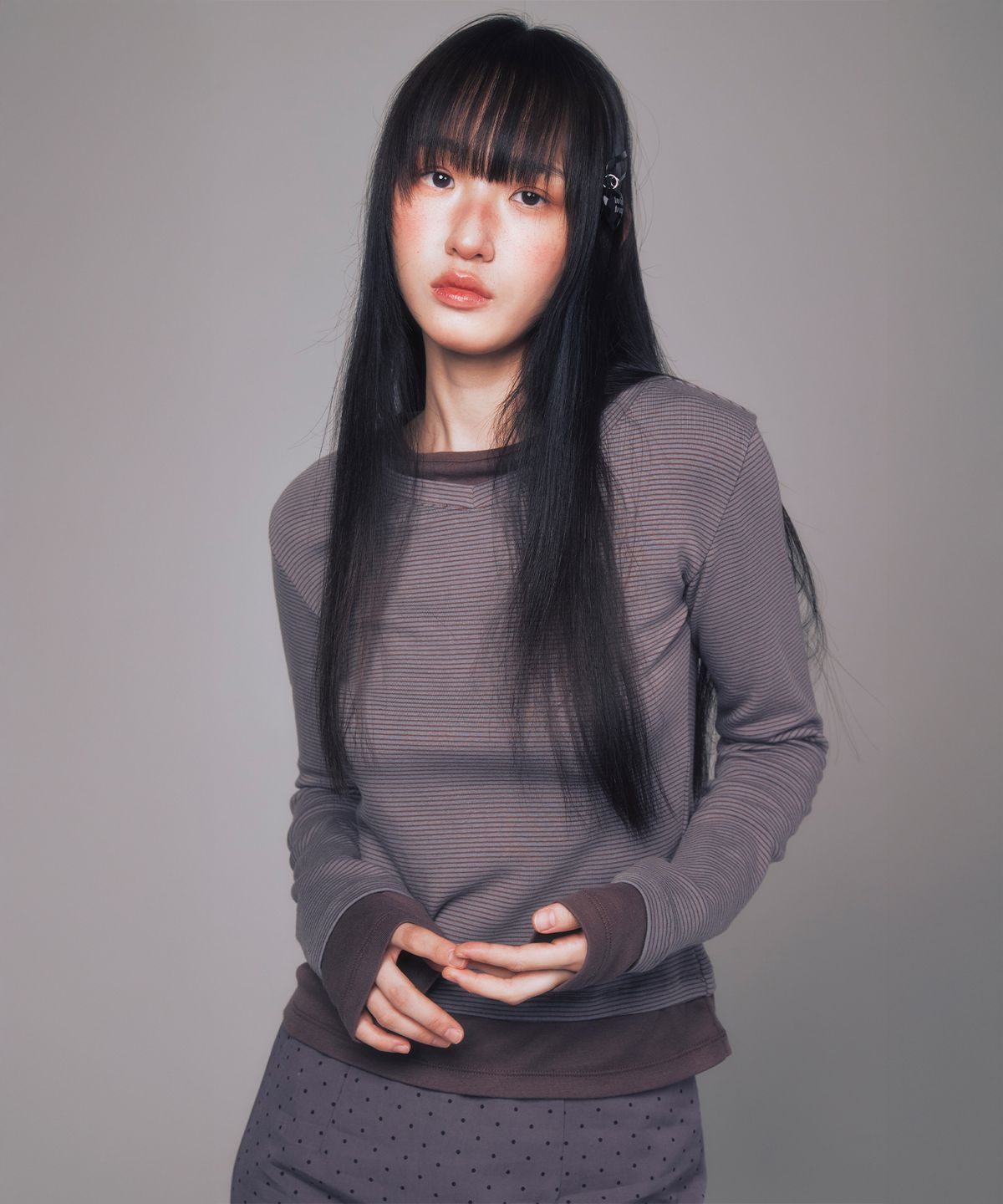 유희(YOUHEE) LAYERED LONG SLEEVE BROWN