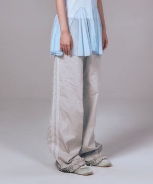 RUFFLE DETAILED BANDING PANTS GREY