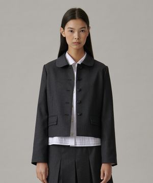 ROUND COLLAR CROPPED JACKET_CHARCOAL