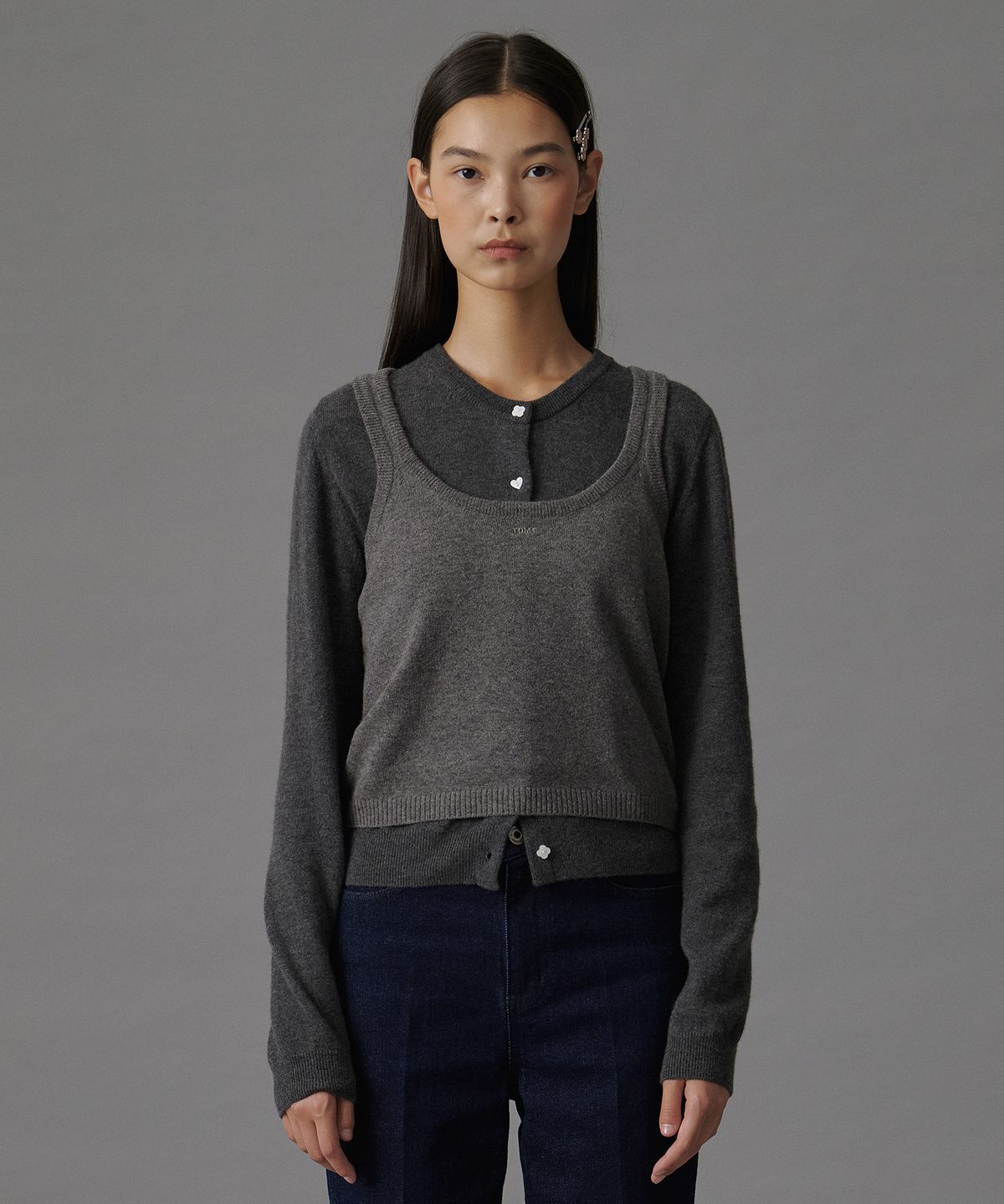 튜드먼트(TTUDEMENT) TWO-WAY KNIT BUSTIER CHARCOAL