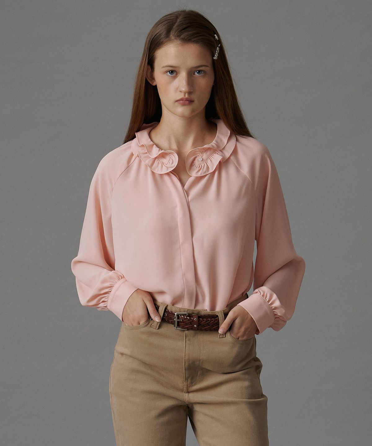 튜드먼트(TTUDEMENT) 70s RUFFLE BLOUSE BLUSH