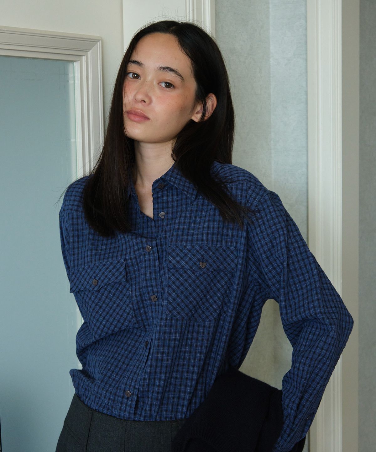 튜드먼트(TTUDEMENT) WESTERN CHECK SHIRT_BLUE