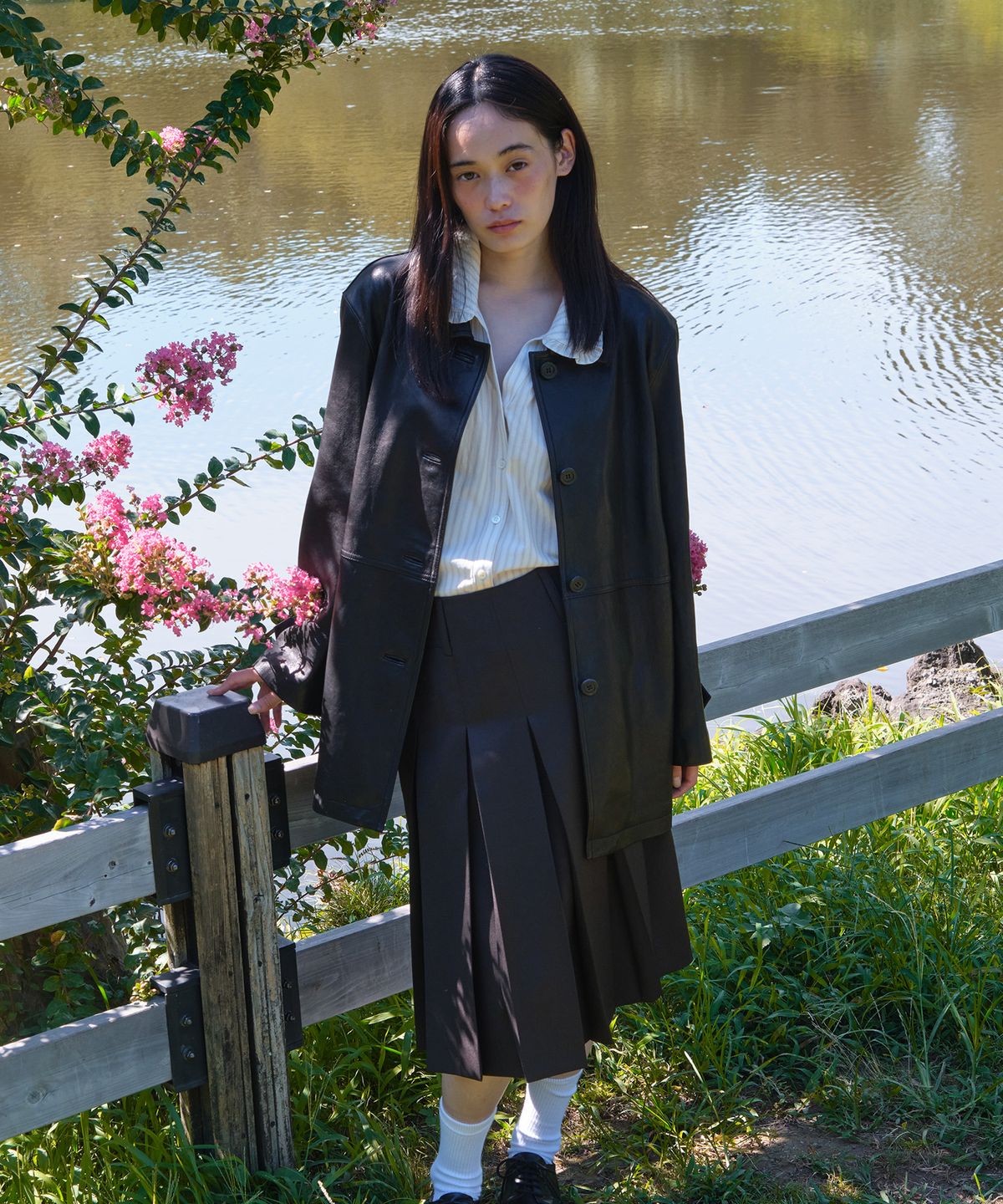 튜드먼트(TTUDEMENT) BOX PLEATS MIDI SKIRT_BROWN