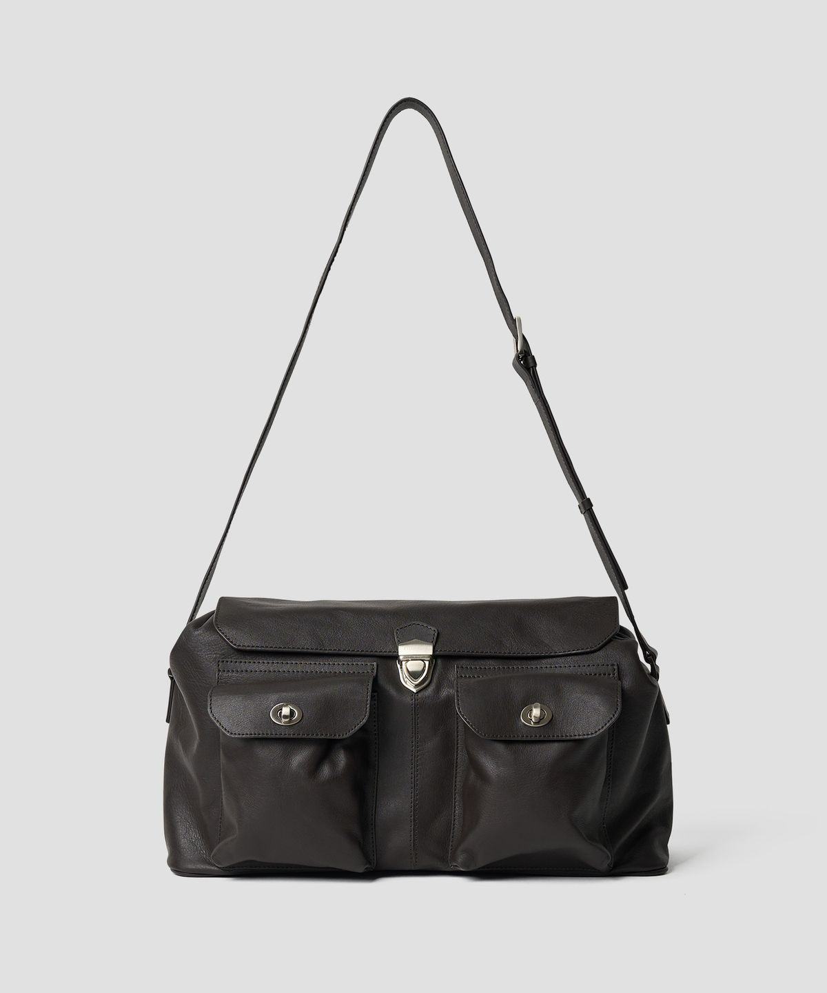 튜드먼트(TTUDEMENT) FLAP POCKET SATCHEL BAG BROWN