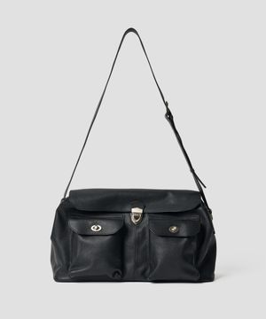 FLAP POCKET SATCHEL BAG BLACK