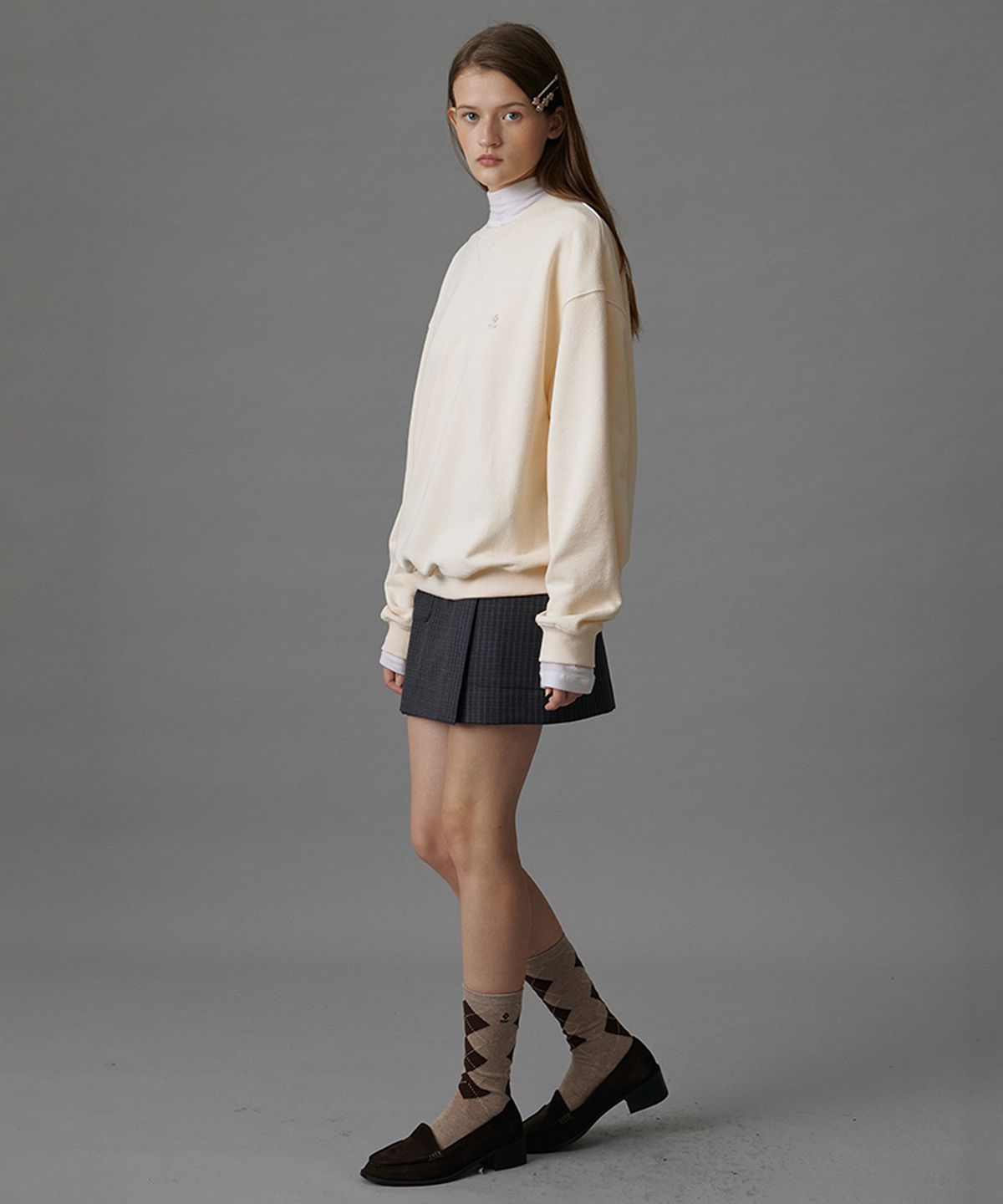 튜드먼트(TTUDEMENT) ARGYLE PATTERN SOCKS BEIGE