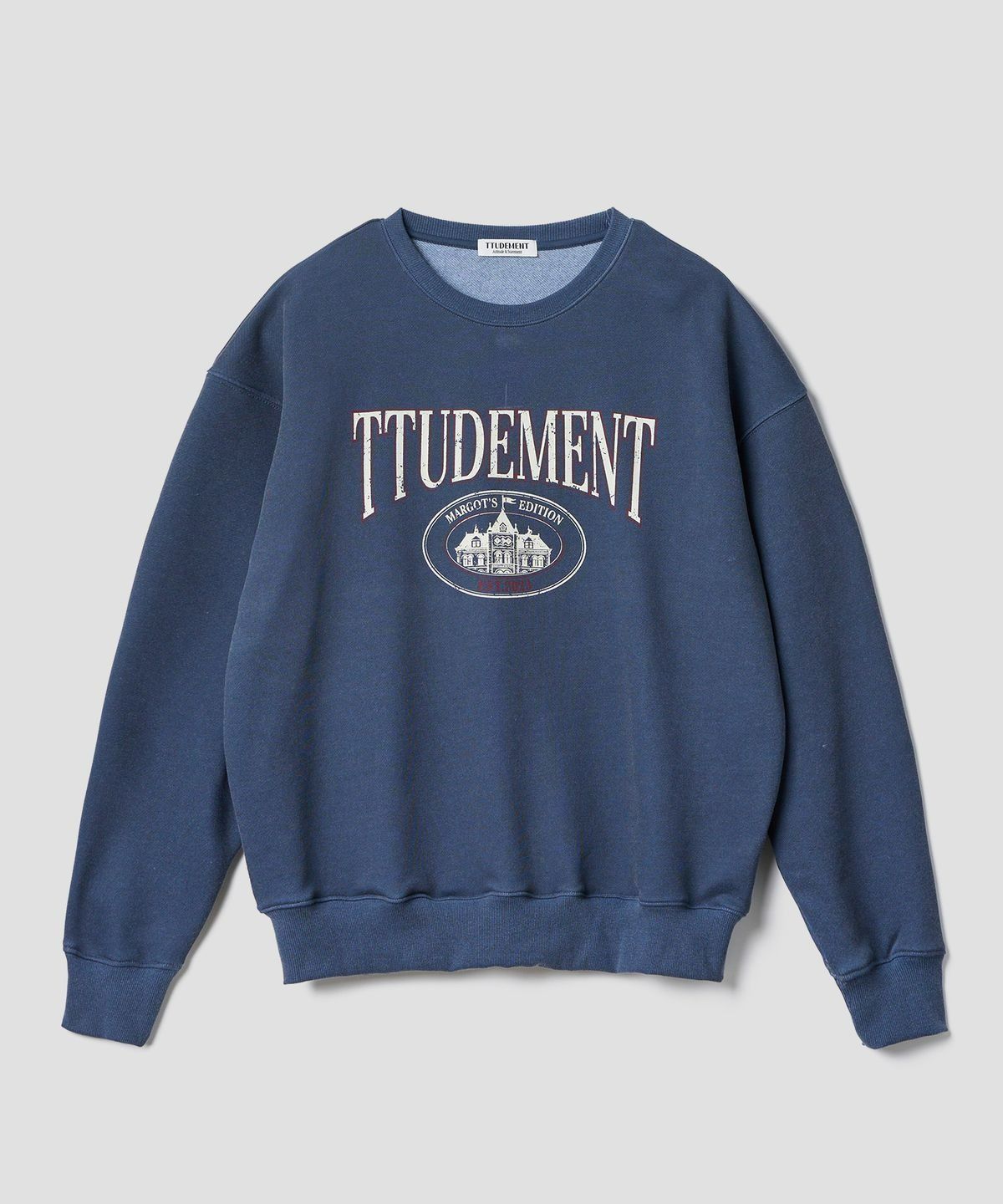 튜드먼트(TTUDEMENT) VINTAGE OVERFIT GRAPHIC SWEATSHIRT_NAVY