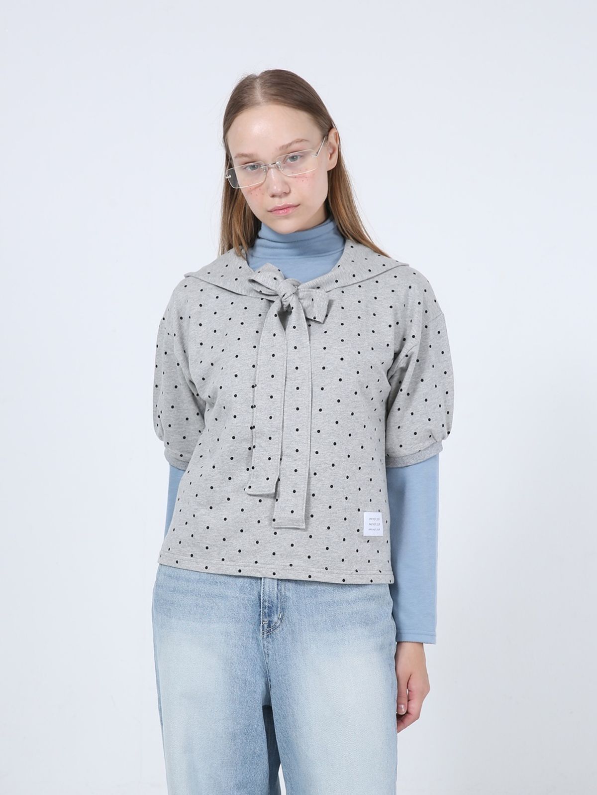 언어더컬러(ANOTHER COLOR) Dot Layered Hoodie ( GREY )