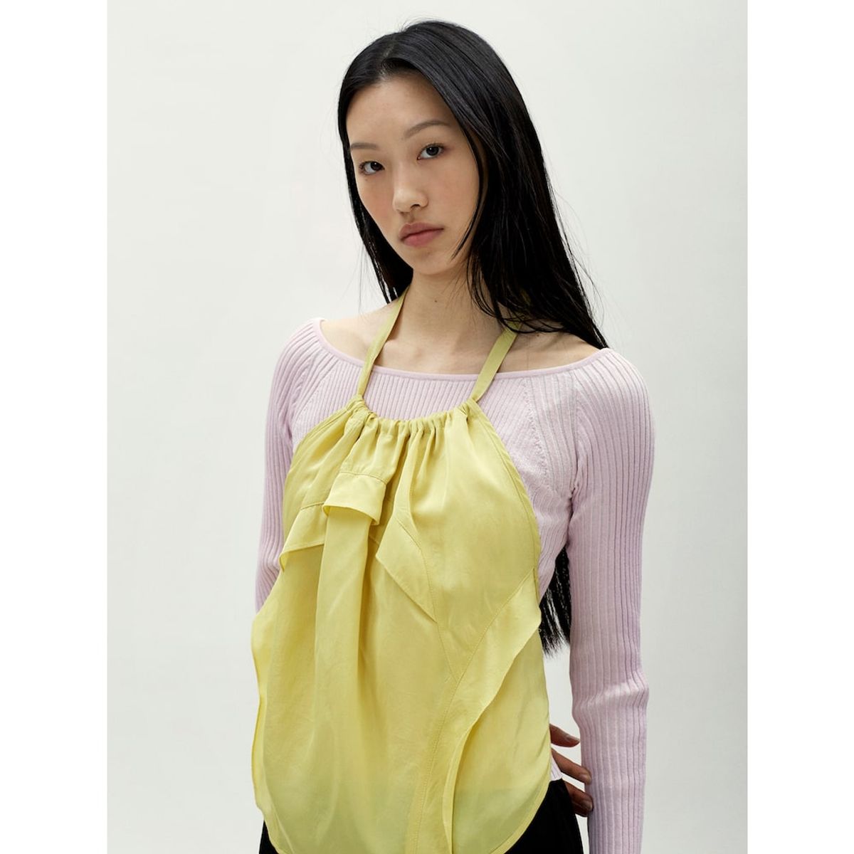 앙개(ANGGAE) Tulip Layering Top   Lemon