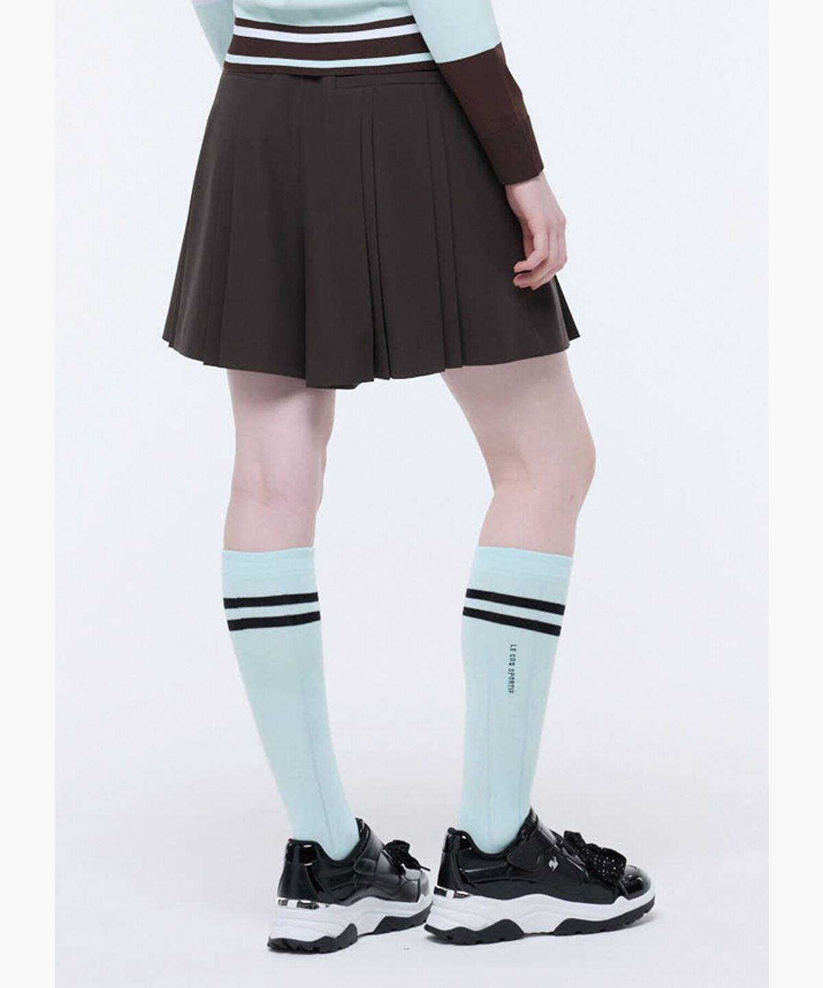 르꼬끄 골프(LECOQ GOLF) 여성 컬러배색 골지 니삭스 (GQ322LKS83)