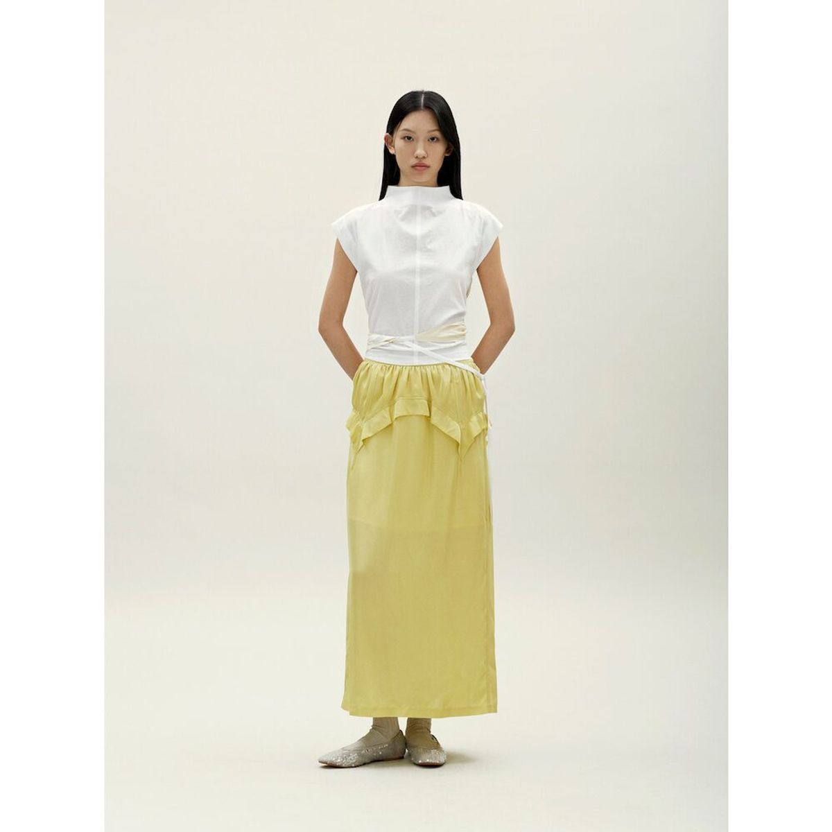앙개(ANGGAE) Tulip Long Skirt  Lemon