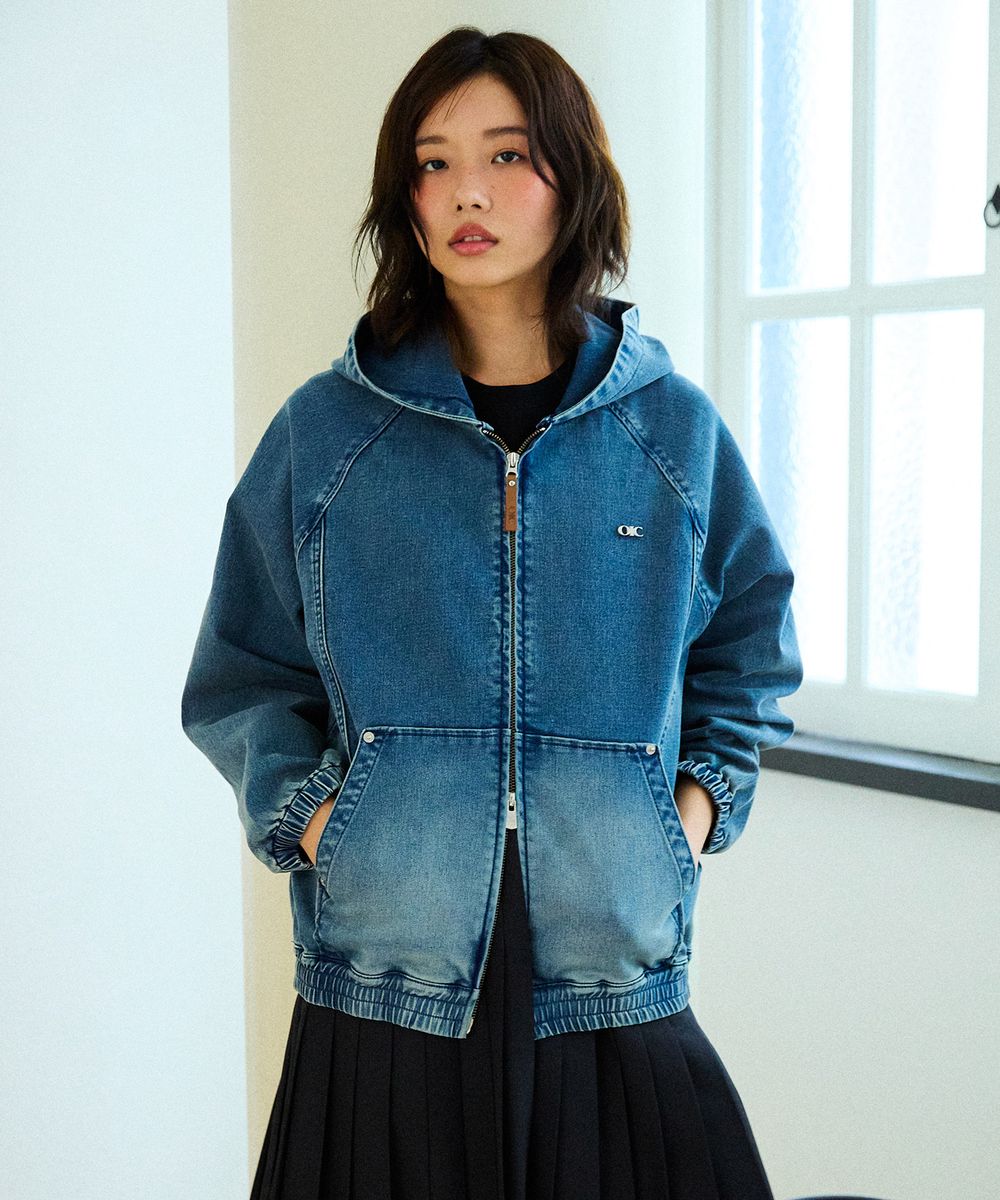 헤리티지 데님 후드 집업 [BLUE]