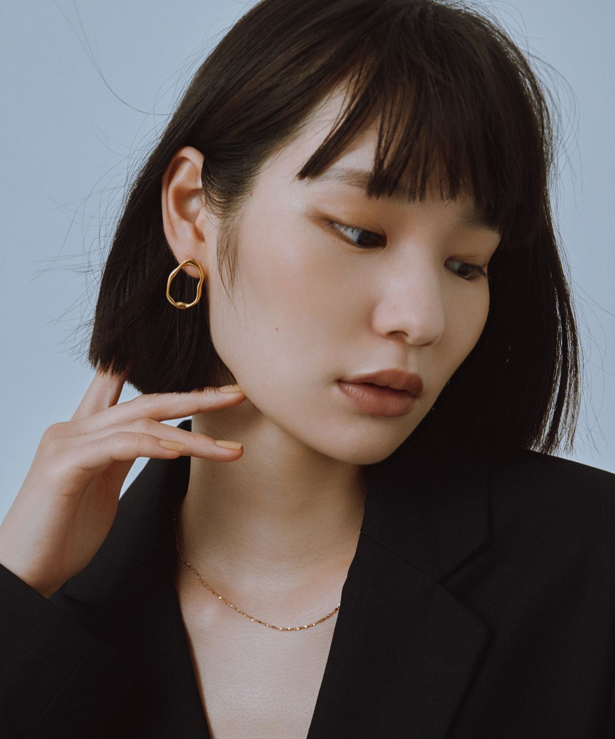 노비스도쿄(NOVICE TOKYO) 웨이브 후프 피어스 Squiggle Hoop Pierce［Stainless］/ Gold
