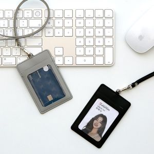 국내제작 양면수납 가죽 사원증 케이스 목걸이