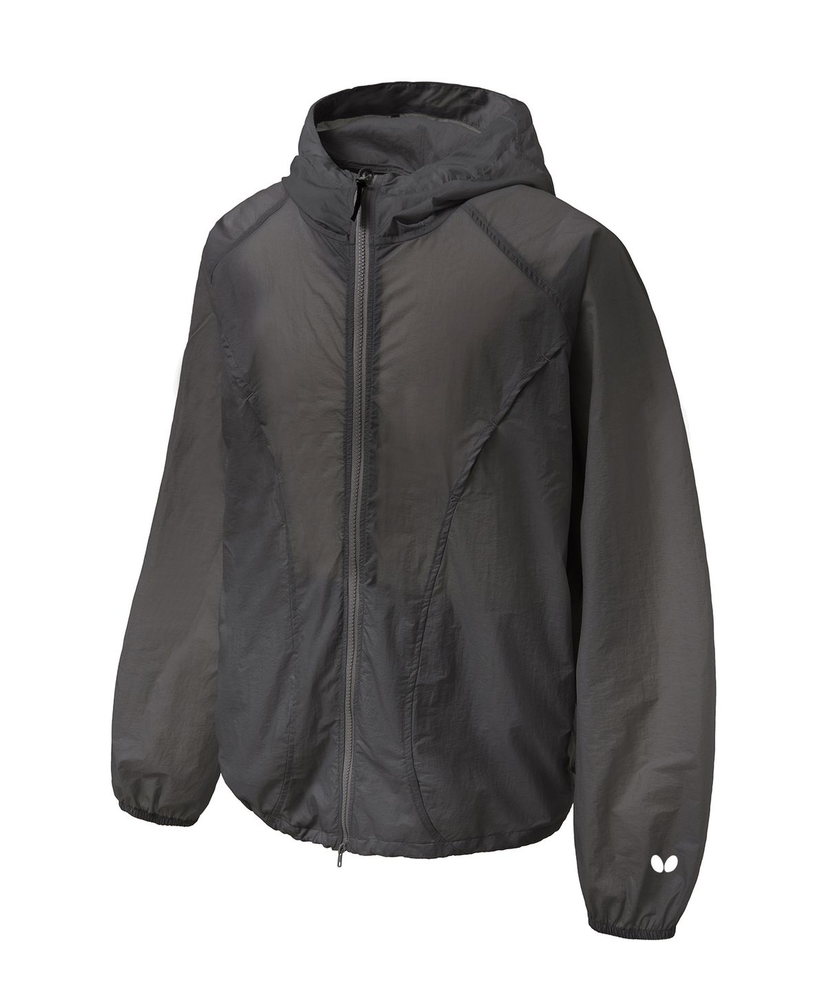 버터플라이 스포츠웨어(BUTTERFLY SPORTSWEAR) 커브라인 캡 후드 바람막이 자켓 차콜