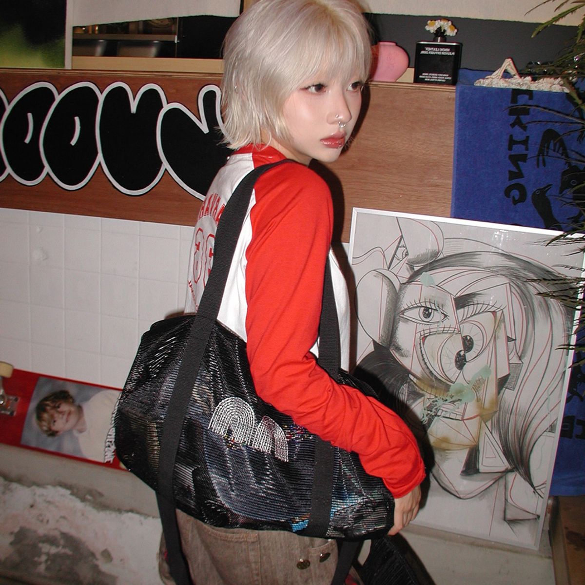 낫뉴(NOT NEW) Mesh Boston Bag Black
