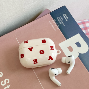 핑크크림앤레드 로고 에어팟케이스