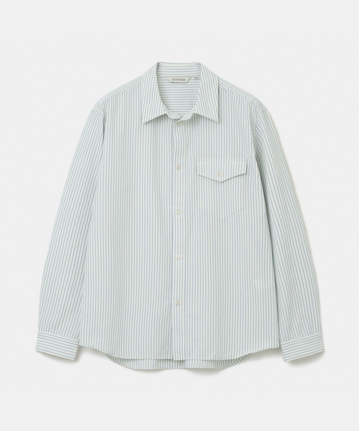 유니폼브릿지(UNIFORM BRIDGE) seersucker pocket shirt blue stripe