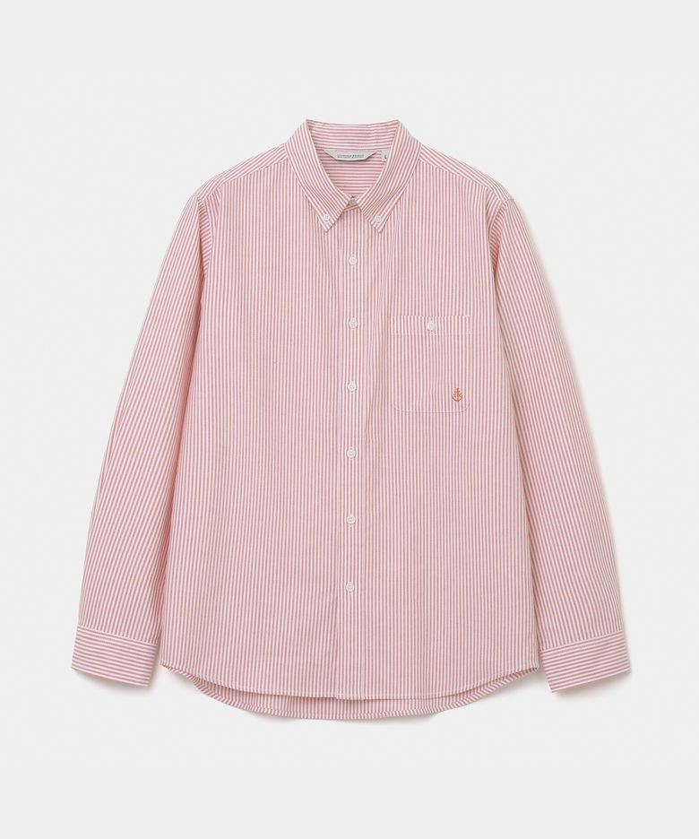 button down oxford shirt red stripe