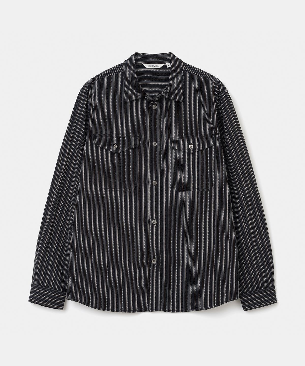 유니폼브릿지(UNIFORM BRIDGE) stripe pocket work shirt black