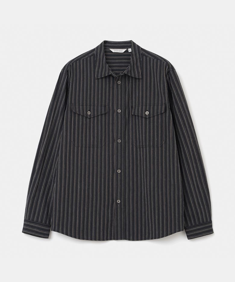 stripe pocket work shirt black