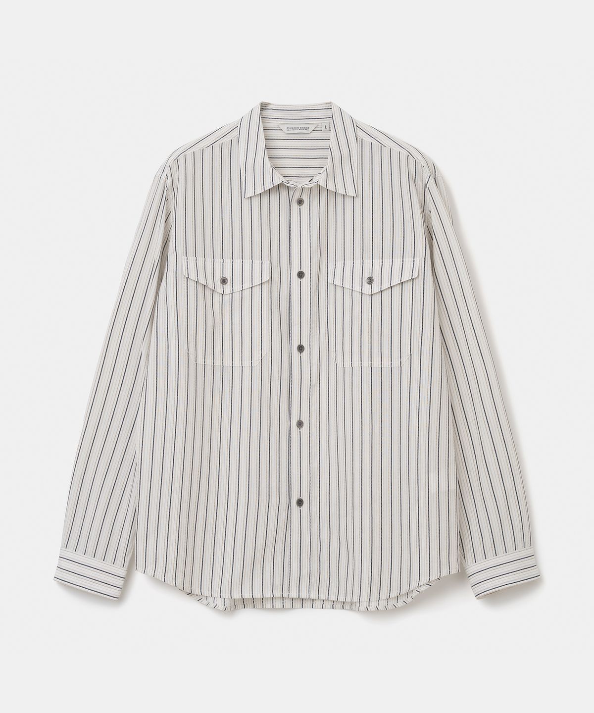 유니폼브릿지(UNIFORM BRIDGE) stripe pocket work shirt white