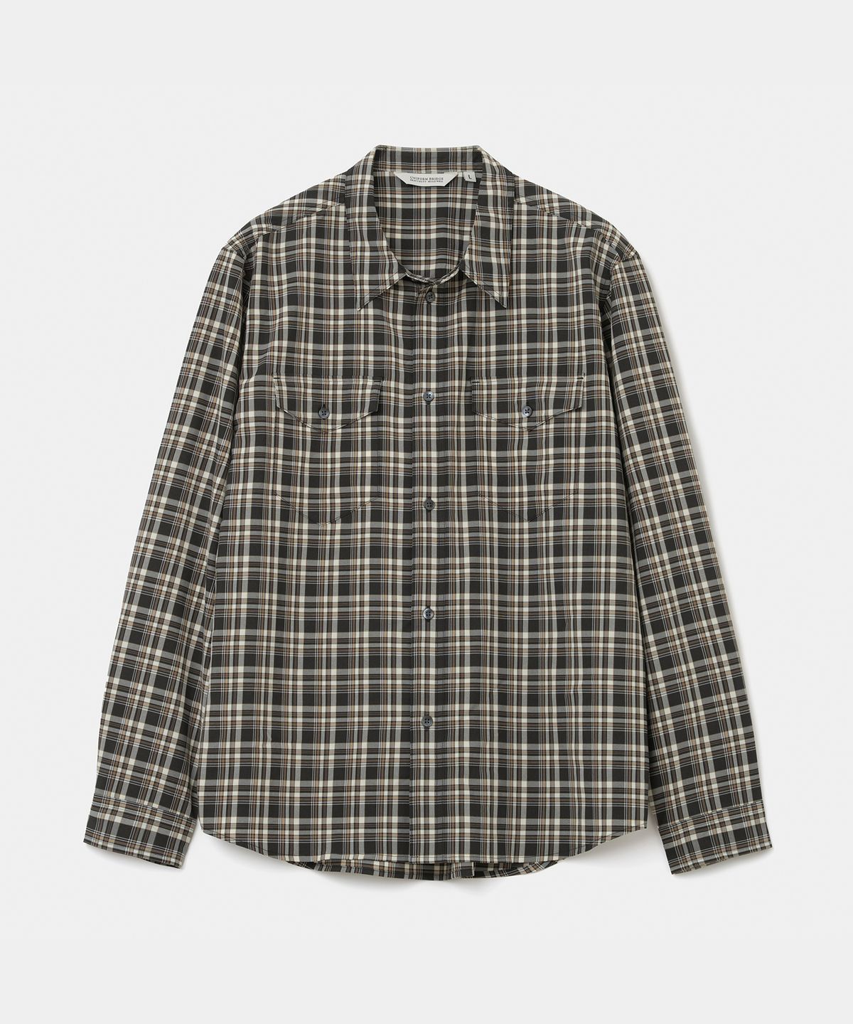 유니폼브릿지(UNIFORM BRIDGE) plaid check pocket shirt black