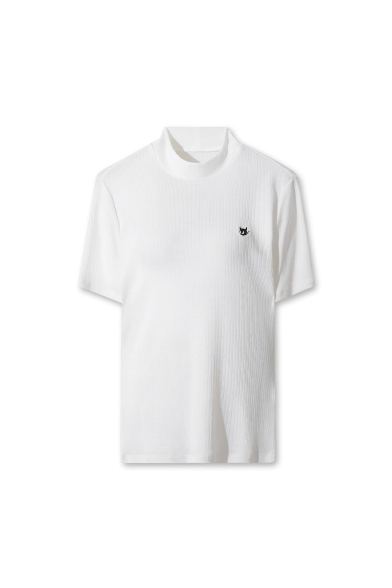 Women Ribbed Mockneck Top WWTCA25602IVX