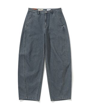 NOSTALGIA GR WASHED CURVED LINE DENIM JEANS #1