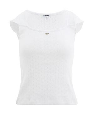 데이지 레이스 숏 슬리브 티셔츠_화이트