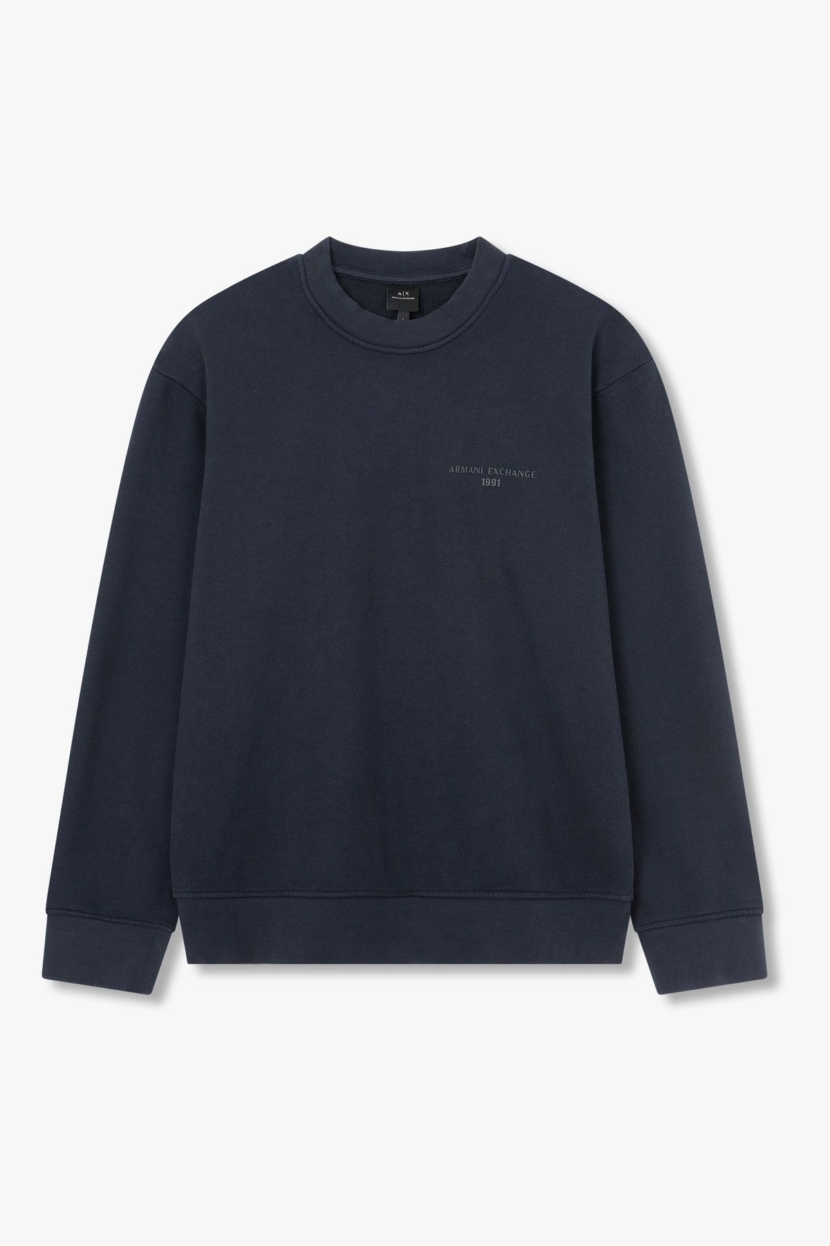 아르마니 익스체인지(ARMANI EXCHANGE) 남성 톤온톤 로고 크루넥 맨투맨_다크 네이비 A415331005