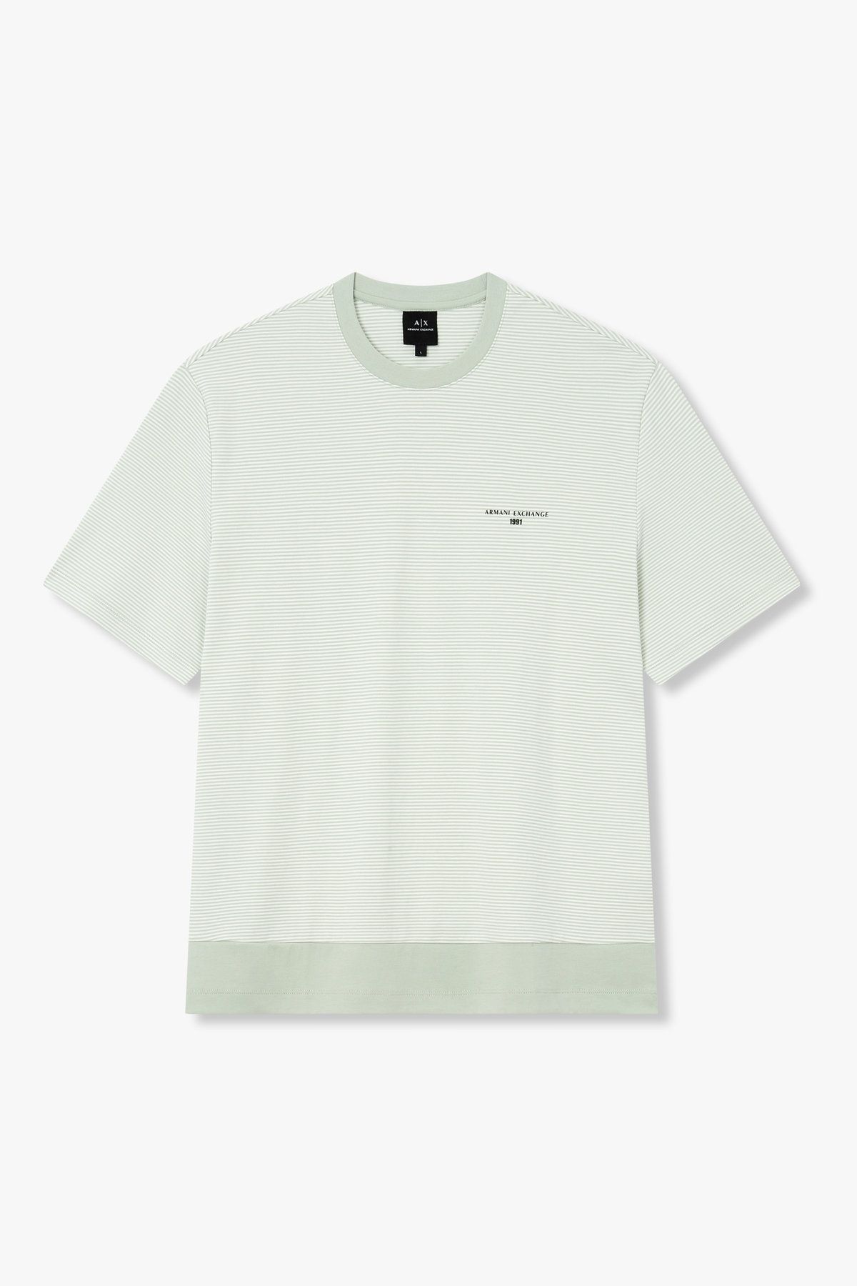 아르마니 익스체인지(ARMANI EXCHANGE) 남성 스트라이프 크루넥 티셔츠_라이트 민트 A415331017