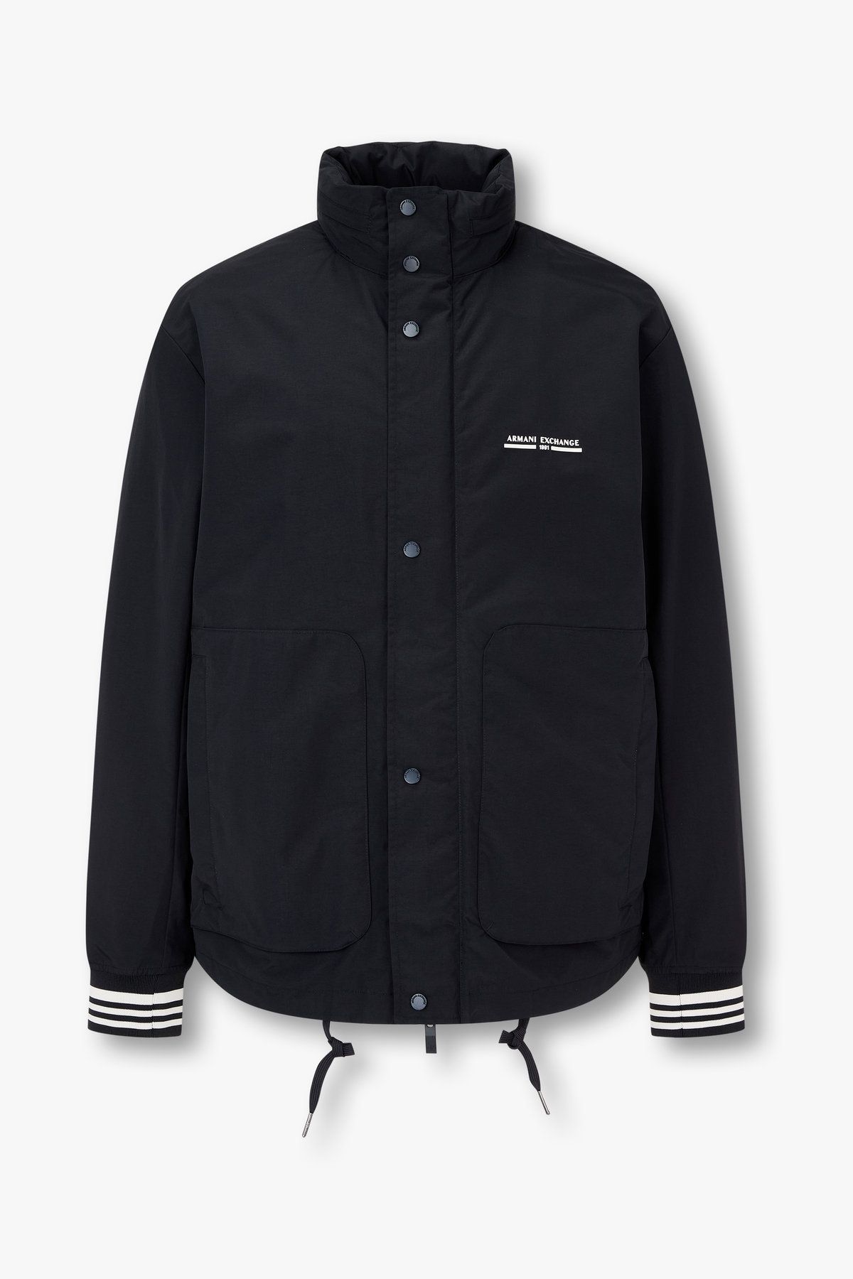 아르마니 익스체인지(ARMANI EXCHANGE) 남성 스트라이프 커프스 하이넥 자켓_다크 네이비 A415310003