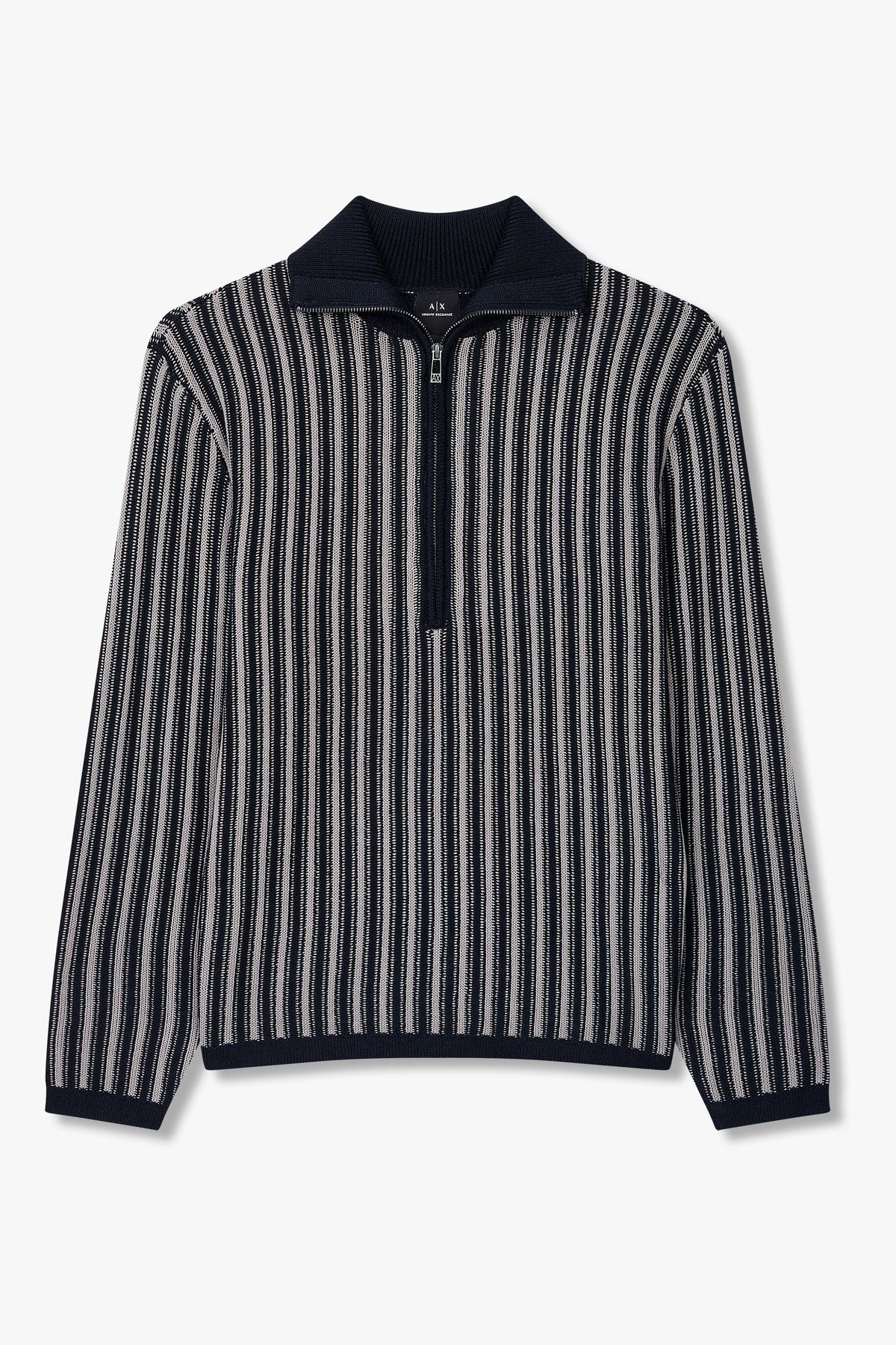 아르마니 익스체인지(ARMANI EXCHANGE) 남성 하프 집업 스트라이프 니트_그레이 A415332011