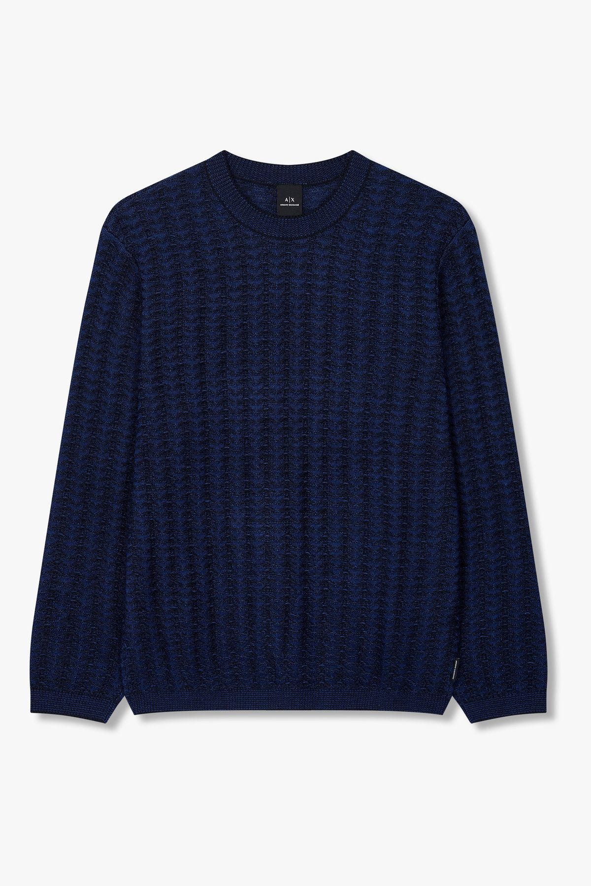 아르마니 익스체인지(ARMANI EXCHANGE) 남성 울 블렌드 엠보 롱 슬리브 니트_다크 네이비 A415332012