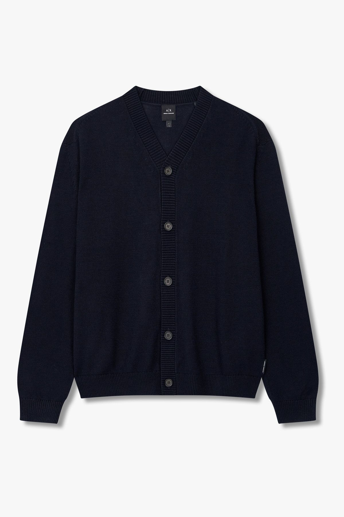 아르마니 익스체인지(ARMANI EXCHANGE) 남성 코튼 블렌드 브이넥 니트 가디건_다크 네이비 A415332029