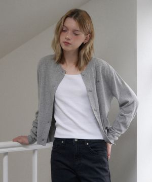 캐시미어 베이직 라운드넥 가디건 (그레이)