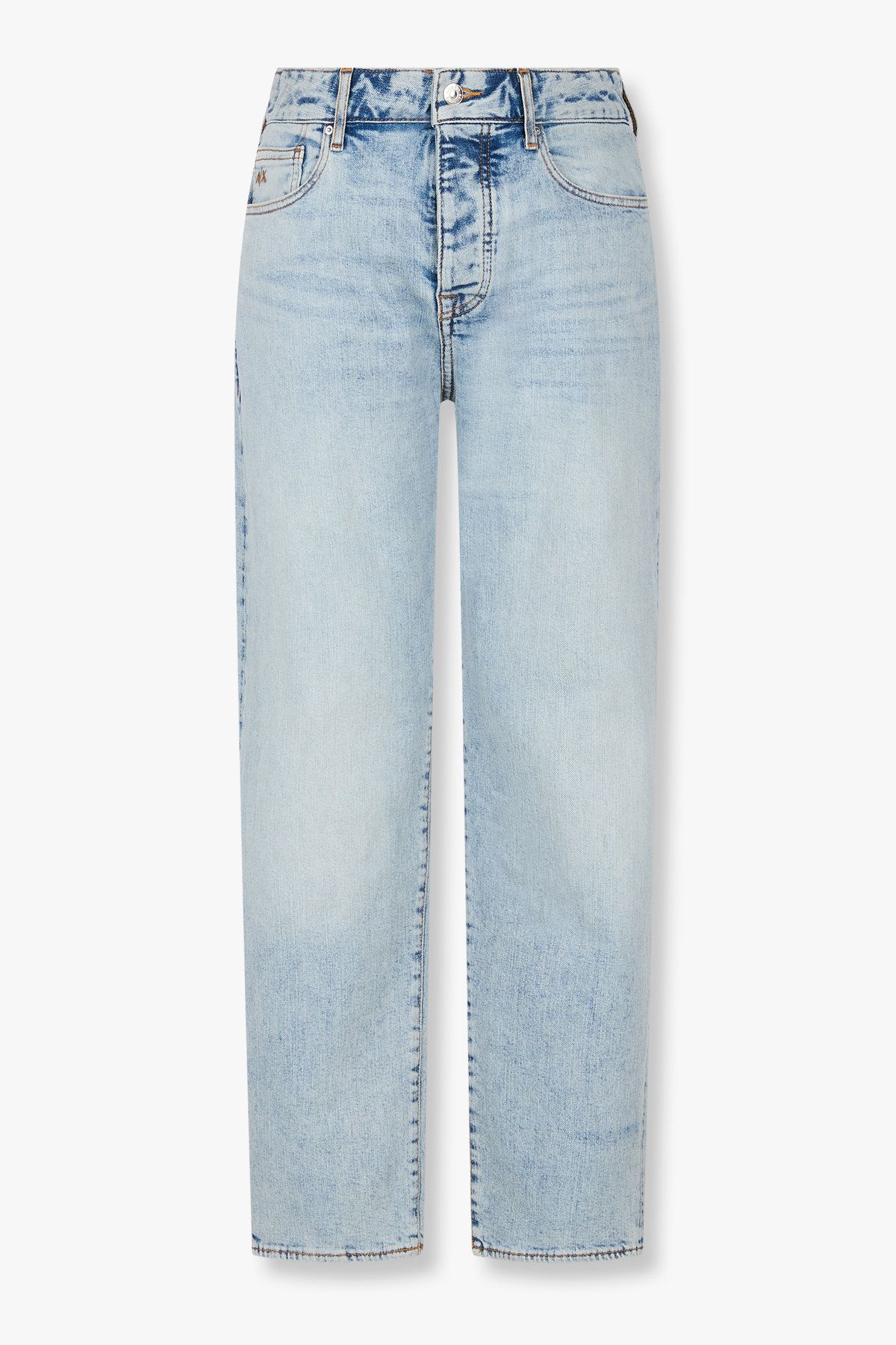 아르마니 익스체인지(ARMANI EXCHANGE) 남성 워시드 테이퍼드 핏 데님 팬츠_라이트 블루 A415340010
