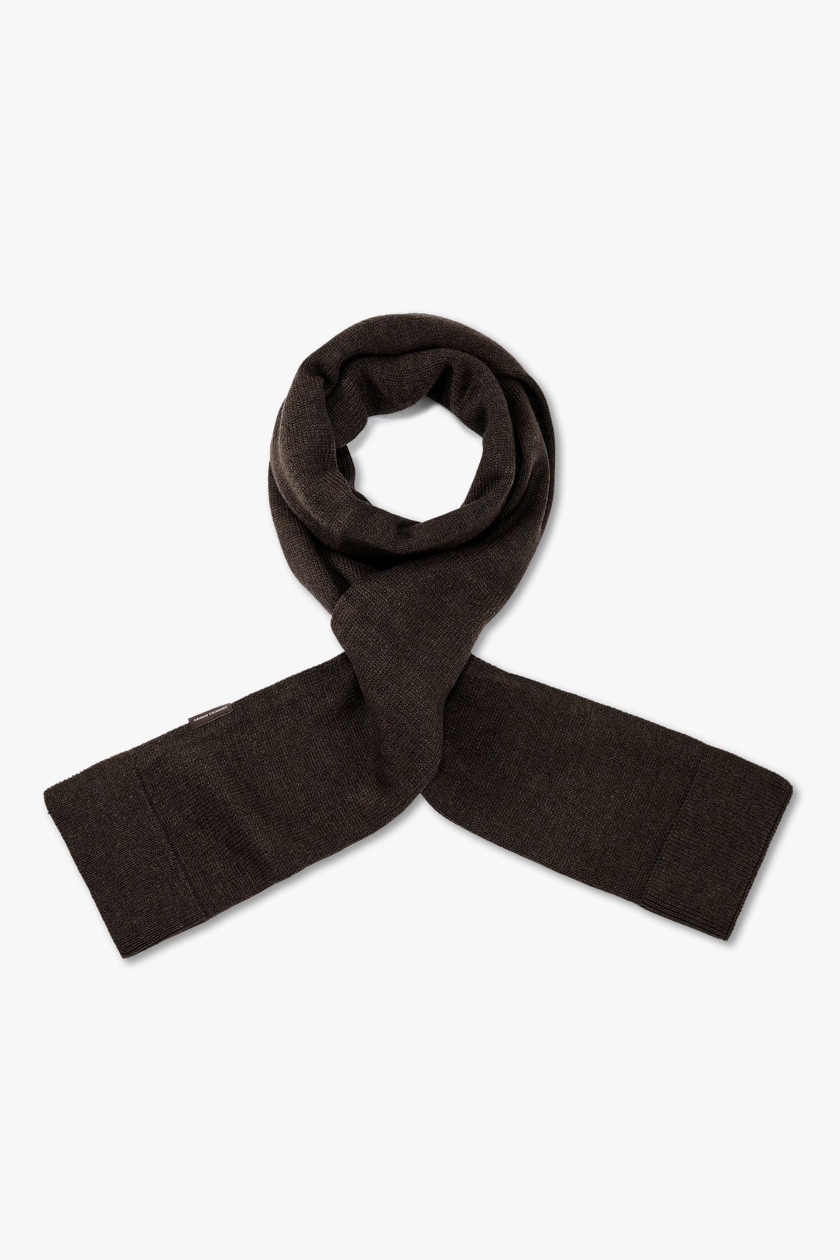 아르마니 익스체인지(ARMANI EXCHANGE) 남성 로고 라벨 니트 스카프_초코 A415376001