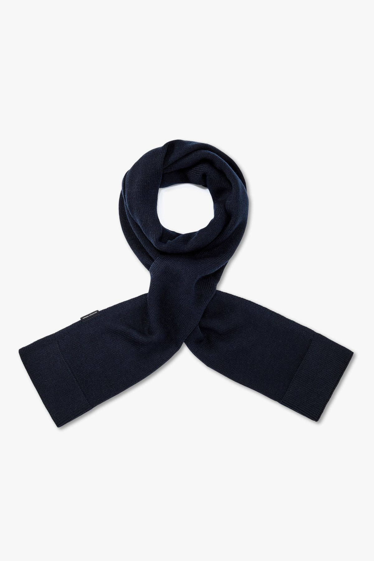 아르마니 익스체인지(ARMANI EXCHANGE) 남성 로고 라벨 니트 스카프_다크 네이비 A415376002
