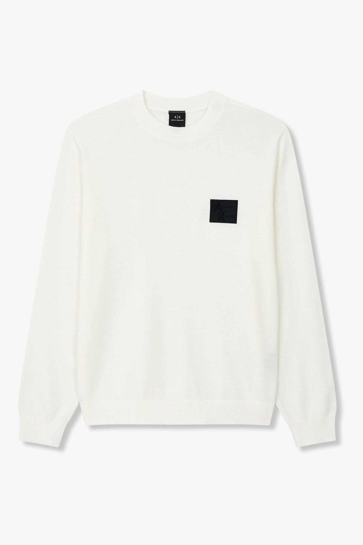 아르마니 익스체인지(ARMANI EXCHANGE) 남성 퍼프 로고 패치 니트 풀오버_오프 화이트 A415332014