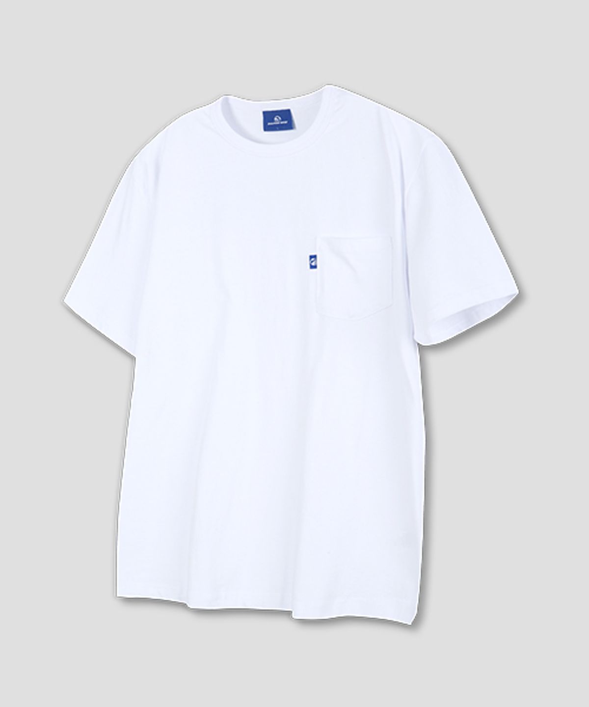 돌핀웨이브어패럴(DOLPHIN WAVE APPAREL) 돌핀 포켓 백프린트 랍바 반팔 티셔츠  화이트