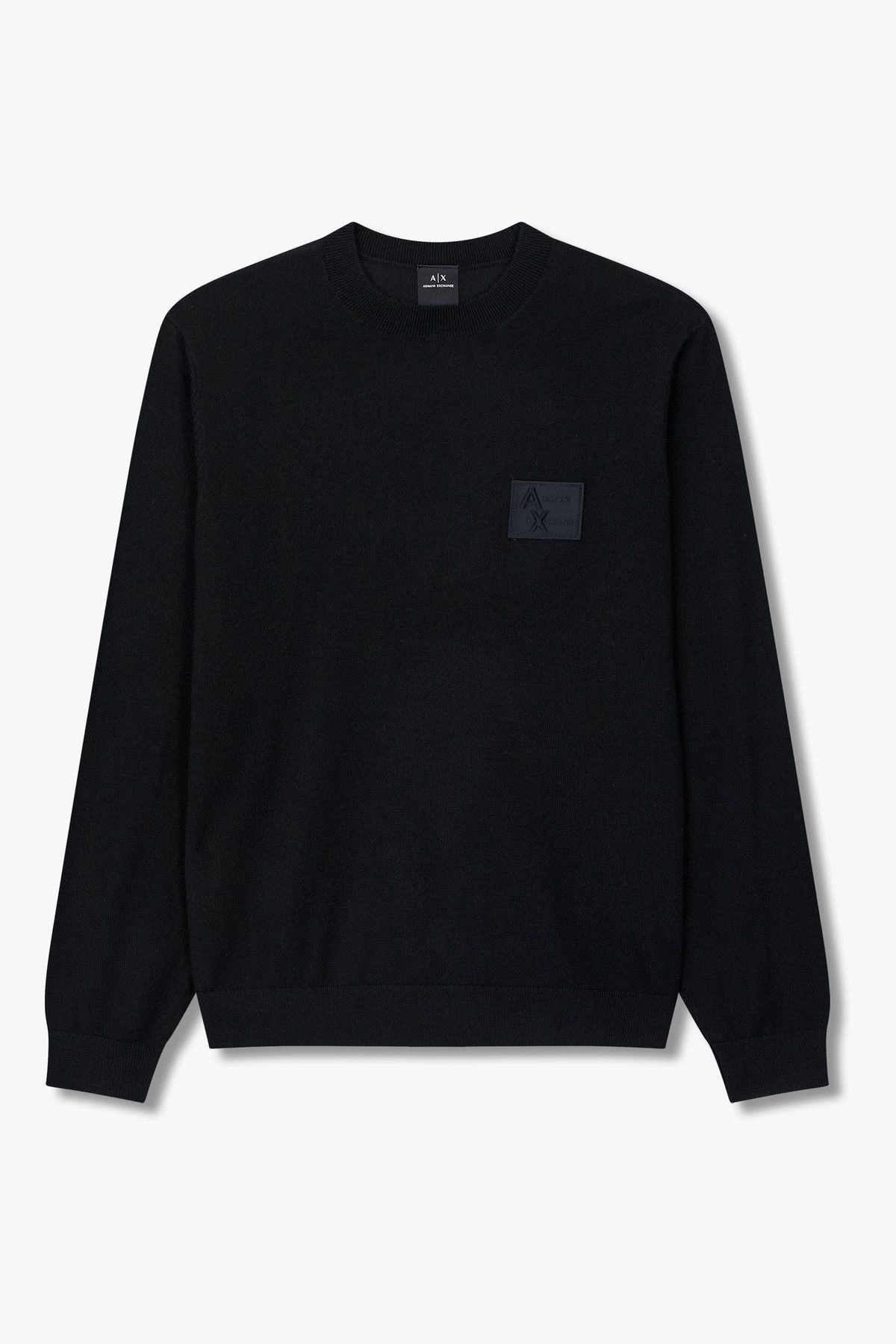 아르마니 익스체인지(ARMANI EXCHANGE) 남성 퍼프 로고 패치 니트 풀오버_블랙 A415332015