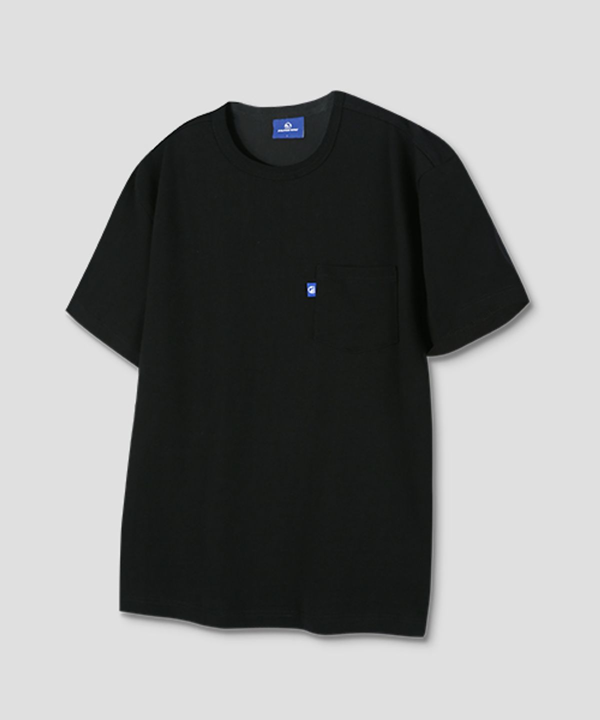 돌핀웨이브어패럴(DOLPHIN WAVE APPAREL) 돌핀 포켓 백프린트 랍바 반팔 티셔츠  블랙
